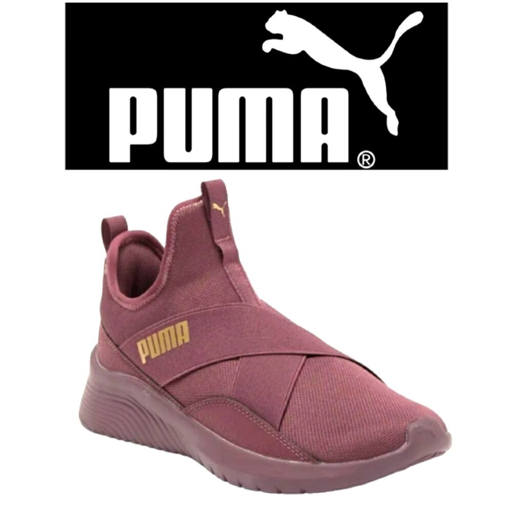 RARE PUMA Purple Radiate Mid Refresh Athletic Sneaker Dusty Plum Gold Size 7.5